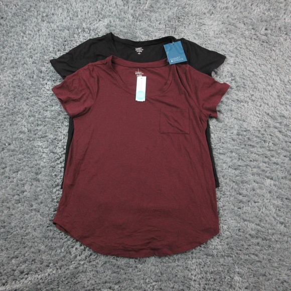 Market & Spruce Tops - Market & Spruce Shirt Womens Medium Burgundy Black 2 Pack NWT
